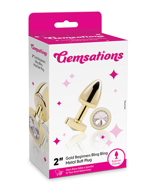 Electric Eel INC Gemsations 2" Beginners Bling Bling Metal Butt Plug Gold Anal Toys