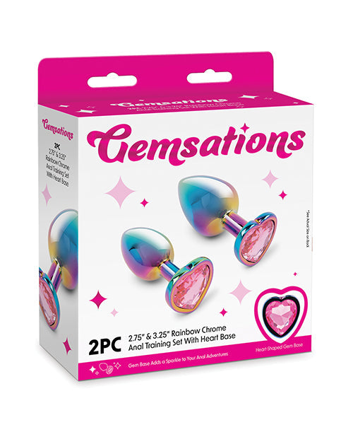Electric Eel INC Gemsations 2 pc 2.75" &amp; 3.25" Chrome Anal Training Set - Rainbow Anal Toys