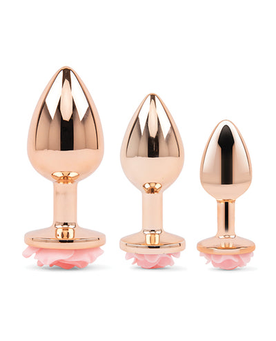 Electric Eel INC Gemsations 3 pc 2.75" & 3.15" & 3.7" Rose Metal Butt Plug Training Set - Rose Gold Anal Toys