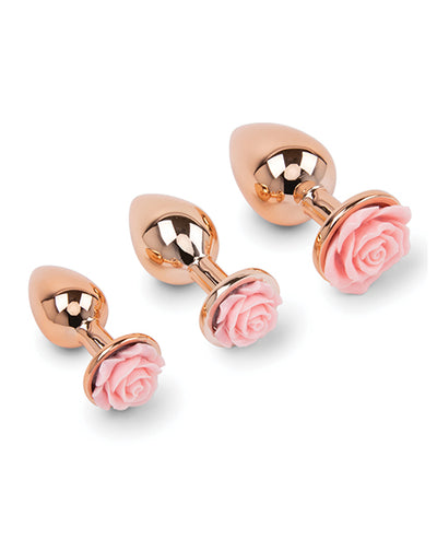 Electric Eel INC Gemsations 3 pc 2.75" & 3.15" & 3.7" Rose Metal Butt Plug Training Set - Rose Gold Anal Toys