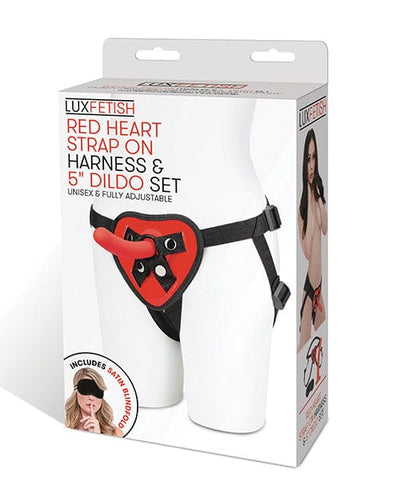 Electric Eel INC Lux Fetish 5" Dildo W/red Heart Strap On Harness Set Dildos