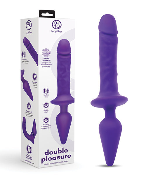 Electric Eel INC Together Double Pleasure 11"  Double-Ended Dildo &amp; Butt Plug - Purple Dildos