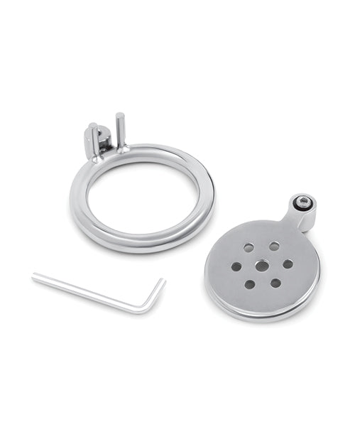 Electric Eel INC Lockmaster Stainless Steel Flat Inverted Chastity Cage - Silver Kink &amp; BDSM