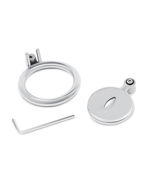 Electric Eel INC Lockmaster Stainless Steel Inverted Chastity Cage w/Cats Eye - Silver Kink & BDSM