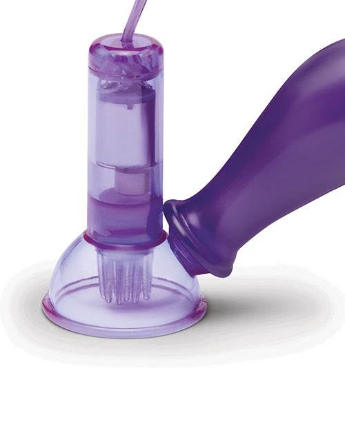 Lux Fetish Vibrating Nipple Suckers with Wired Remote Control - Purple