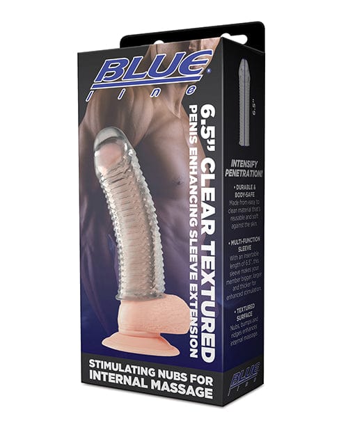 Electric Eel INC Blue Line C &amp; B 6.5" Textured Penis Enhancing Sleeve Extension - Clear Penis Toys
