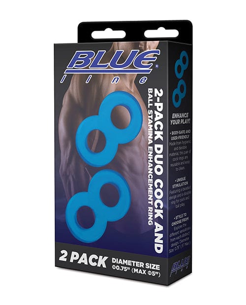 Electric Eel INC Blue Line C &amp; B Dual Cock &amp; Ball Stamina Enhancement Ring - Jelly Blue Pack Of 2 Penis Toys