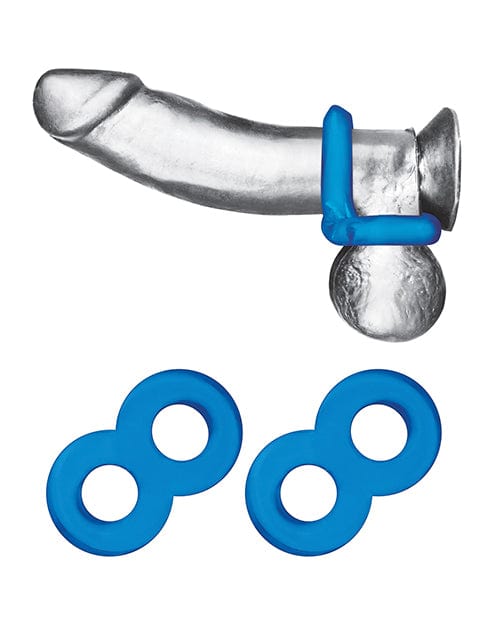 Electric Eel INC Blue Line C &amp; B Dual Cock &amp; Ball Stamina Enhancement Ring - Jelly Blue Pack Of 2 Penis Toys