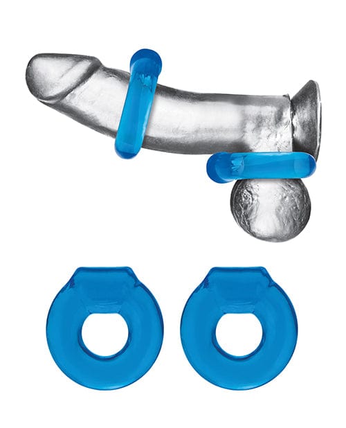 Electric Eel INC Blue Line C &amp; B Ultra-stretch Stamina Endurance Ring - Jelly Blue Pack Of 2 Penis Toys