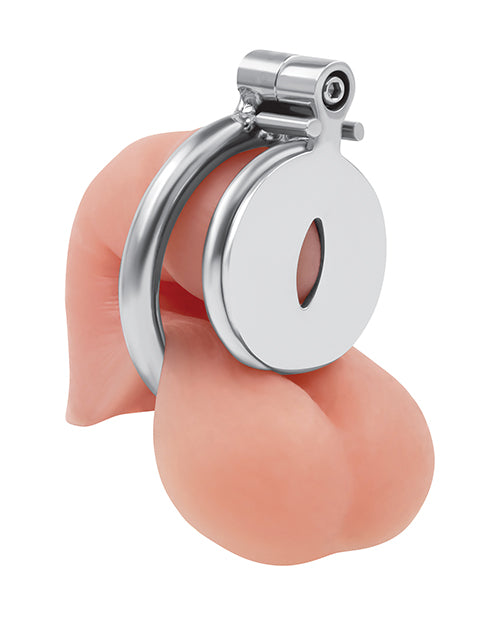 Lockmaster Stainless Steel Inverted Chastity Cage with Cats Eye - Silver