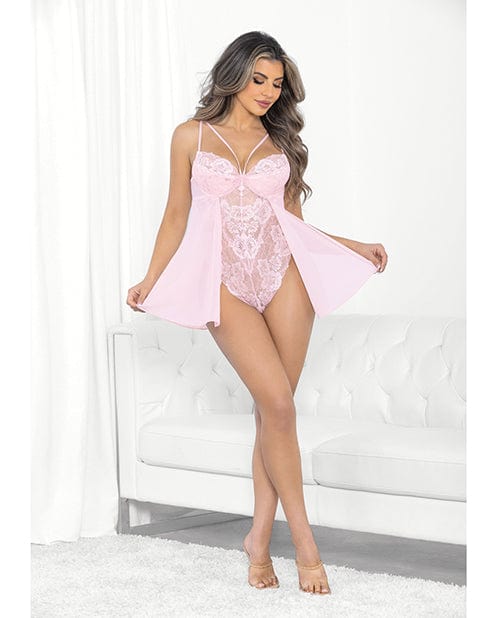 Escante Floral Lace Teddydoll Icy Pink Large Lingerie & Costumes
