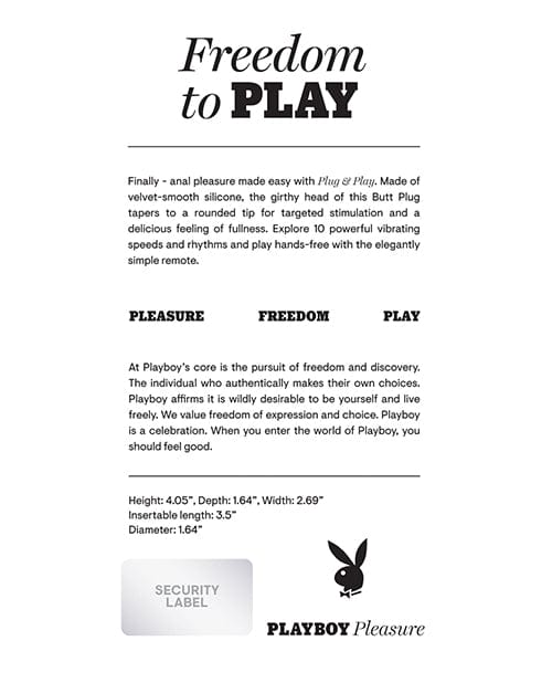 Evolved Novelties INC Playboy Pleasure Plug &amp; Play Butt Plug - Navy Anal Toys