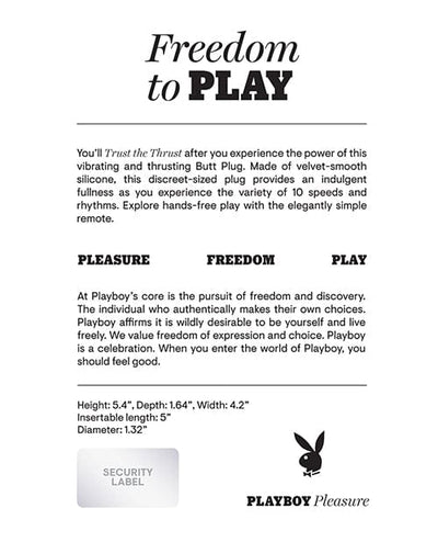 Evolved Novelties INC Playboy Pleasure Trust The Thrust Butt Plug - 2 Am Anal Toys