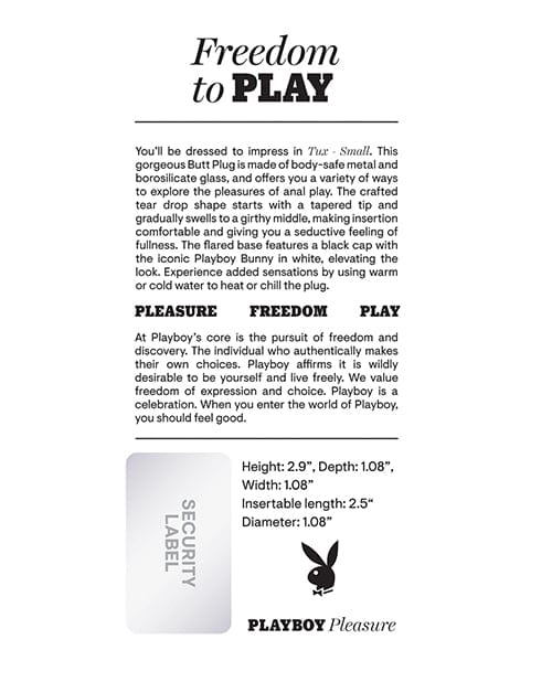 Evolved Novelties INC Playboy Pleasure Tux Butt Plug Anal Toys