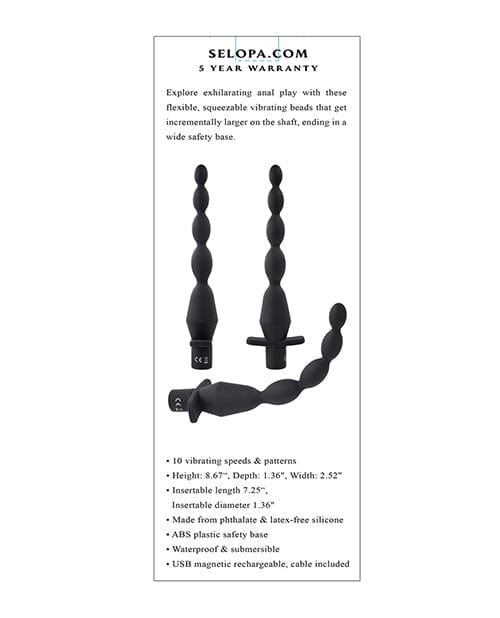Evolved Novelties INC Selopa Vibrating Butt Beads - Black Anal Toys