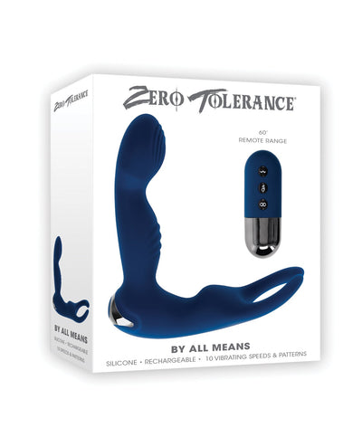 Evolved Novelties INC Zero Tolerance By All Means Prostate Vibrator w/Remote Control - Blue Anal Toys