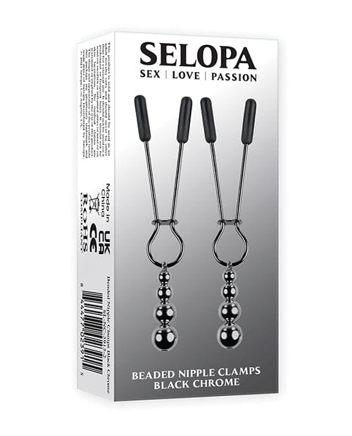 Evolved Novelties INC Selopa Beaded Nipple Clamps Black Chrome Kink &amp; BDSM