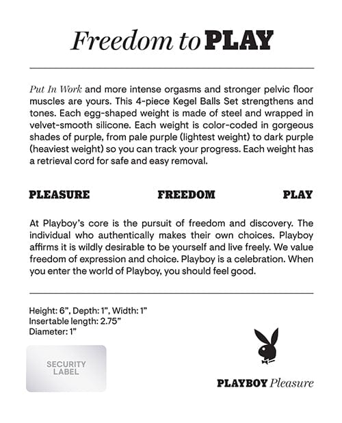 Evolved Novelties INC Playboy Pleasure Put In Work Kegel Set - Acai/ombre More