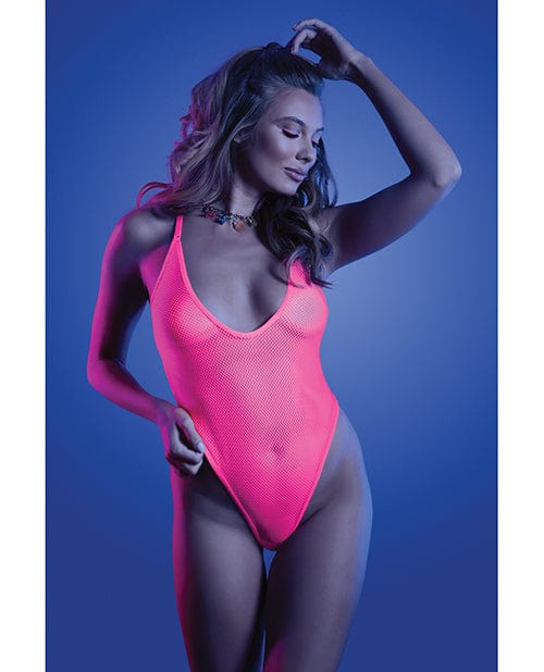 Fantasy Lingerie Glow Electric Haze Teddy Neon Pink Large/Extra Large Lingerie & Costumes