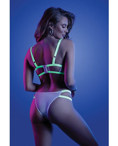 Fantasy Lingerie Glow Night Vision Glow In The Dark Bralette & Cage Panty Lingerie & Costumes