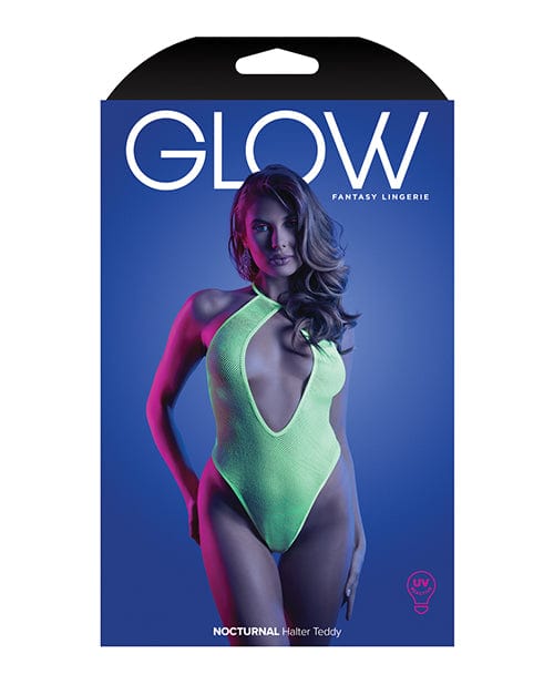 Fantasy Lingerie Glow Nocturnal Halter Teddy Neon Chartreuse Lingerie & Costumes