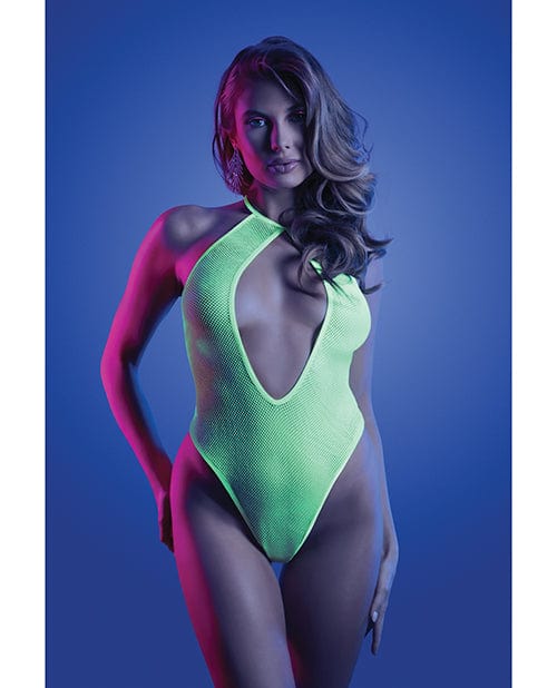 Fantasy Lingerie Glow Nocturnal Halter Teddy Neon Chartreuse Large/Extra Large Lingerie &amp; Costumes