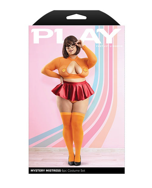 Fantasy Lingerie Play Mystery Mistress 6 pc Set - Orange/Red Lingerie &amp; Costumes