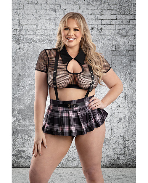 Fantasy Lingerie Play Skipping Class 4 pc Set - Black/Pink 1X/2X Lingerie &amp; Costumes