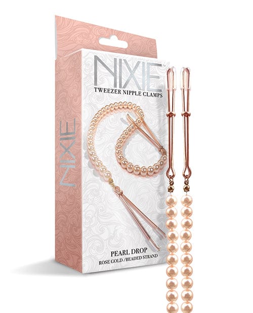 Global Novelties LLC Nixie Pearl Drop Tweezer Nipple Clamps Rose Gold Kink &amp; BDSM