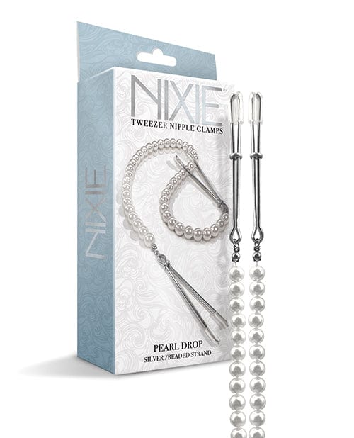 Global Novelties LLC Nixie Pearl Drop Tweezer Nipple Clamps Silver Kink & BDSM
