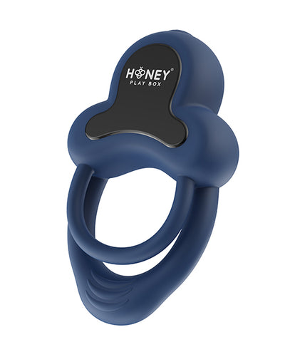 Honey Play Box Anello Vibrating Double Cock Ring with Clitoral Stimulator Blue Vibrators