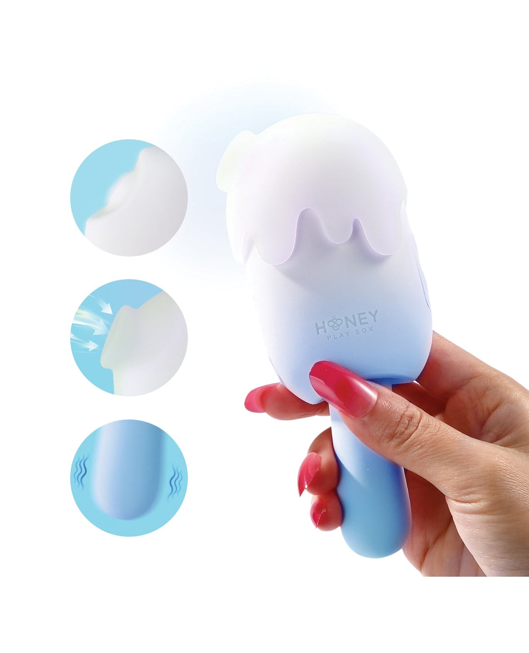 Honey Play Box Bite Me Sucking, Tapping &amp; Vibrating Cream Pop Stimulator - Blue/White Vibrators