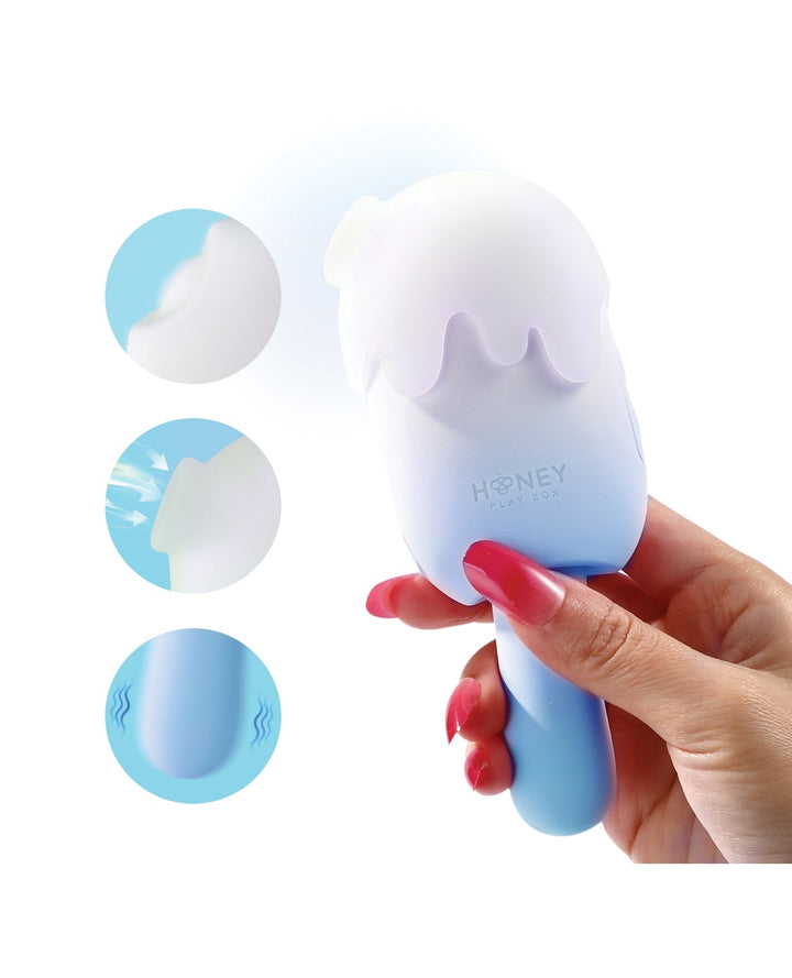 Honey Play Box Bite Me Sucking, Tapping &amp; Vibrating Cream Pop Stimulator - Blue/White Vibrators