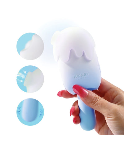 Honey Play Box Bite Me Sucking, Tapping & Vibrating Cream Pop Stimulator - Blue/White Vibrators