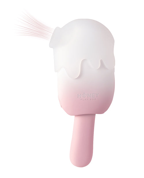 Honey Play Box Bite Me Sucking, Tapping &amp; Vibrating Cream Pop Stimulator - Pink/White Vibrators