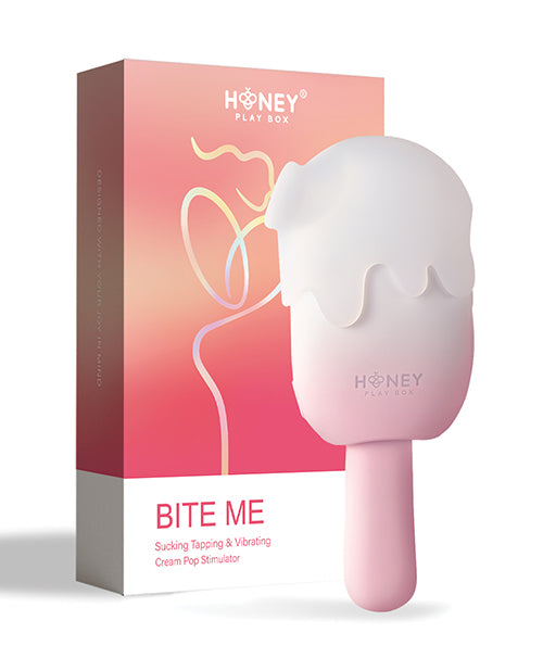 Honey Play Box Bite Me Sucking, Tapping &amp; Vibrating Cream Pop Stimulator - Pink/White Vibrators