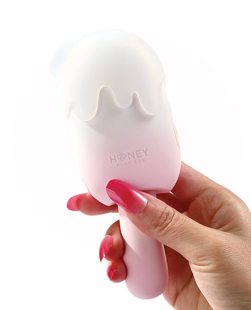 Honey Play Box Bite Me Sucking, Tapping &amp; Vibrating Cream Pop Stimulator - Pink/White Vibrators