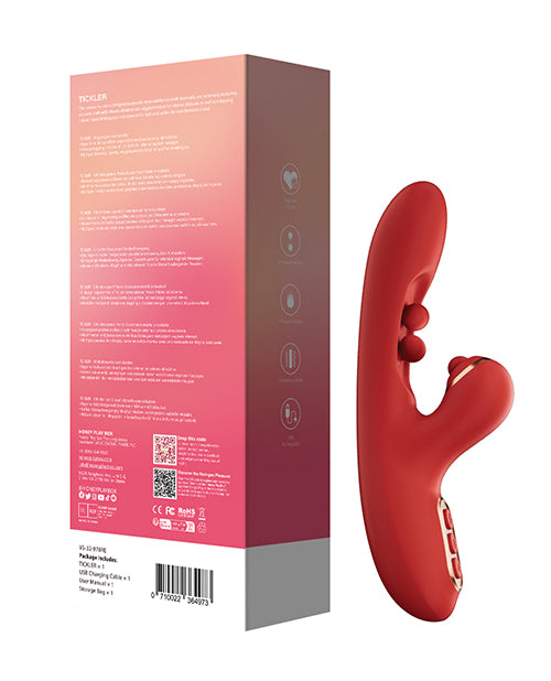 Honey Play Box Tickler Wiggling G-Spot Vibrator &amp; Tapping Clitoral Stimulator - Red Vibrators