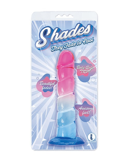 Icon Brands INC Shades Jelly Swirl TPR Gradient Dong Small Pink / Blue Dildos