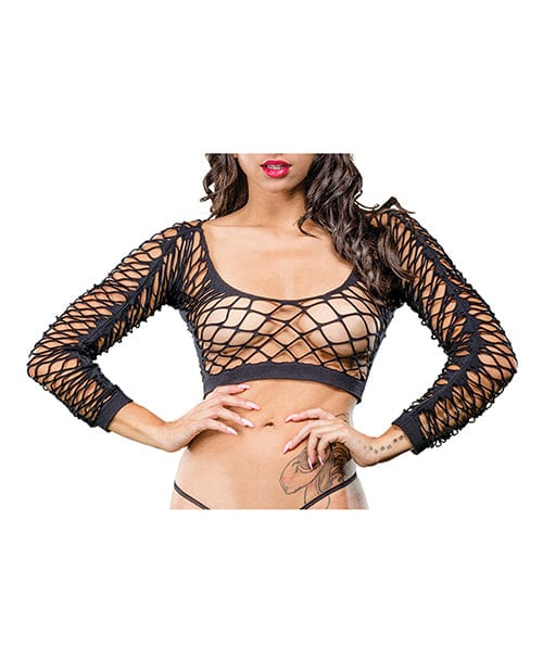 Ilanco Knitting INC Dba Beverly Beverly Hills Naughty Girl Crotchless Front Mesh &amp; Side Design Leggings O/s Lingerie &amp; Costumes