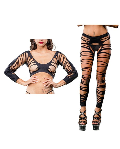Ilanco Knitting INC Dba Beverly Beverly Hills Naughty Girl Crotchless Side Straps Leggings O/s Black Lingerie &amp; Costumes