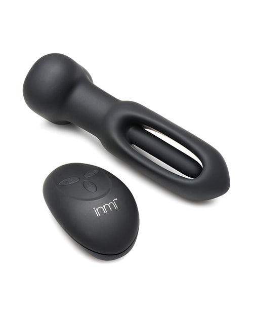 Inmi Inmi Bum Flick Flicking &amp; Vibrating Silicone Butt Plug w/Remote - Black Anal Toys