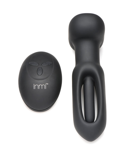 Inmi Inmi Bum Flick Flicking &amp; Vibrating Silicone Butt Plug w/Remote - Black Anal Toys