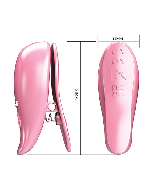 Liaoyang Baile Health Care Produ Pretty Love Leaf Wireless Vibrating Nipple Clamps - Pink Kink &amp; BDSM
