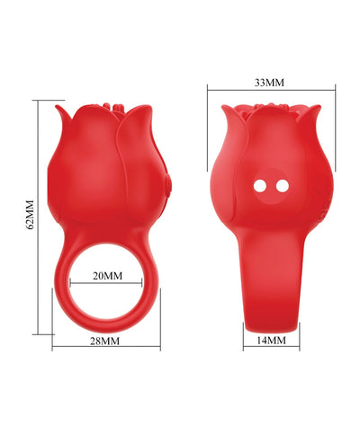 Liaoyang Baile Health Care Produ Pretty Love Jae Floral Ring Finger Vibrator - Red Vibrators