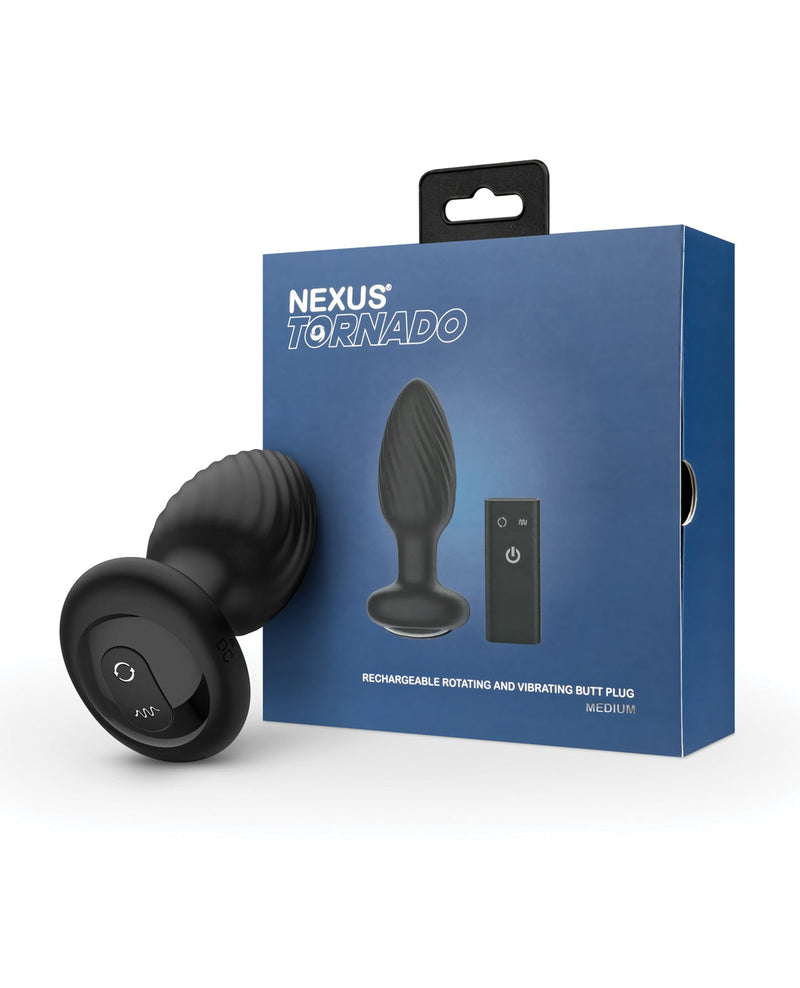 Libertybelle Marketing Nexus Tornado Rotating & Vibrating Medium Butt Plug w/Remote - Black Anal Toys