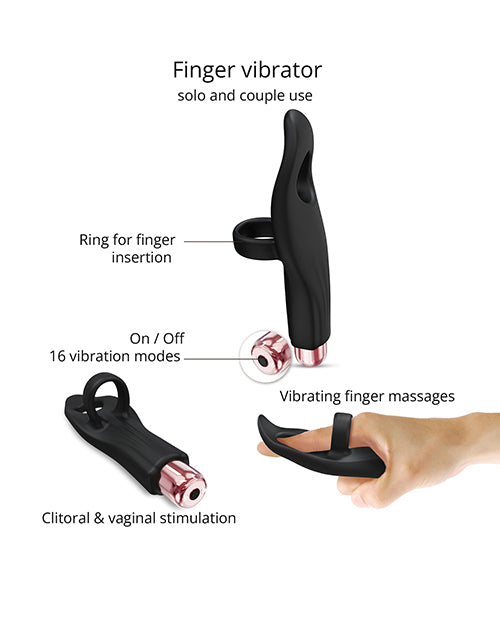 Lovely Planet Love to Love Tickle Me Finger Vibe - Black Onyx Vibrators