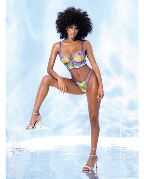 Mapale Embroidered Bralette &amp; Strappy Panty Tuscany Yellow Large/Extra Large Lingerie &amp; Costumes