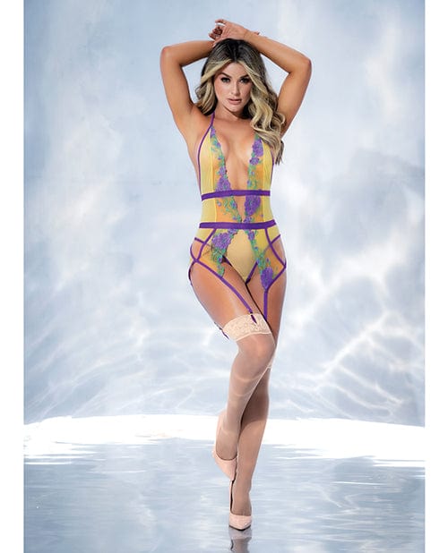 Mapale Embroidered Garter Teddy Tuscany Yellow Large/Extra Large Lingerie &amp; Costumes