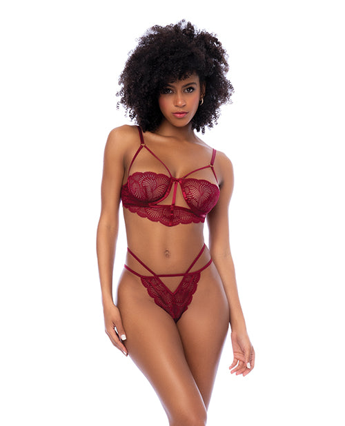 Mapale Lace Underwire Top w/Thong 2 pc Set - Rosewood L/XL Lingerie &amp; Costumes
